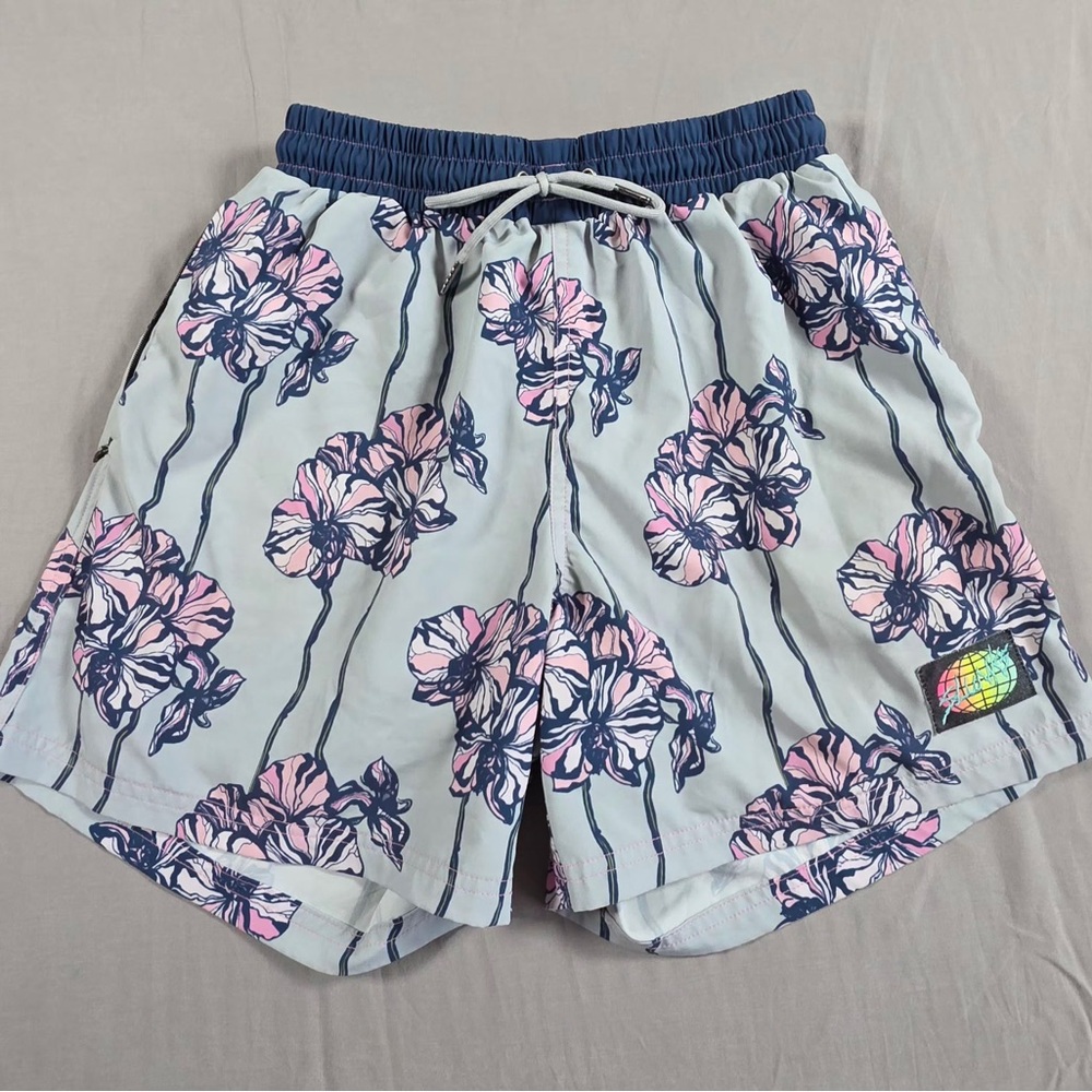 Floral Swim Trunks - Pink and Blue